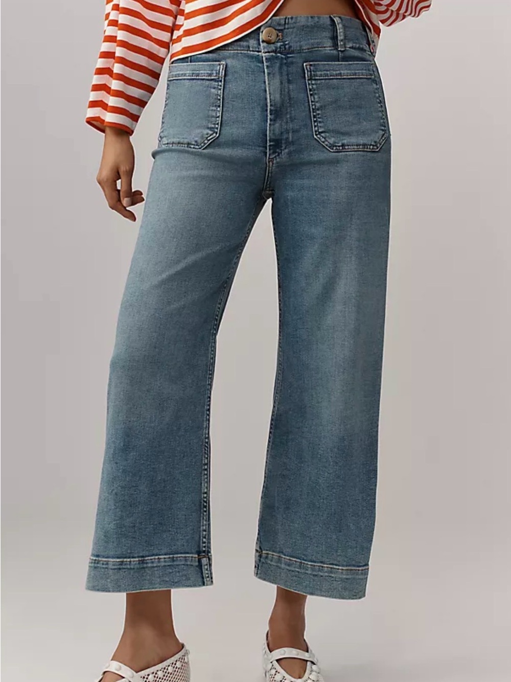 Maeve Colette High-Rise Wide-Leg Cropped Jeans, 29